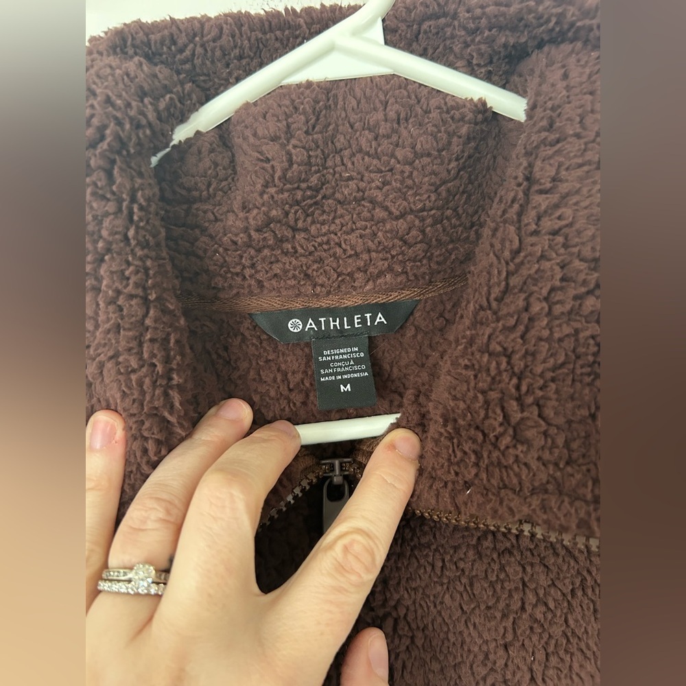 Athleta Coat Womens M Brown Full Zip Sherpa Tugga Jacket - Picture 4 of 12